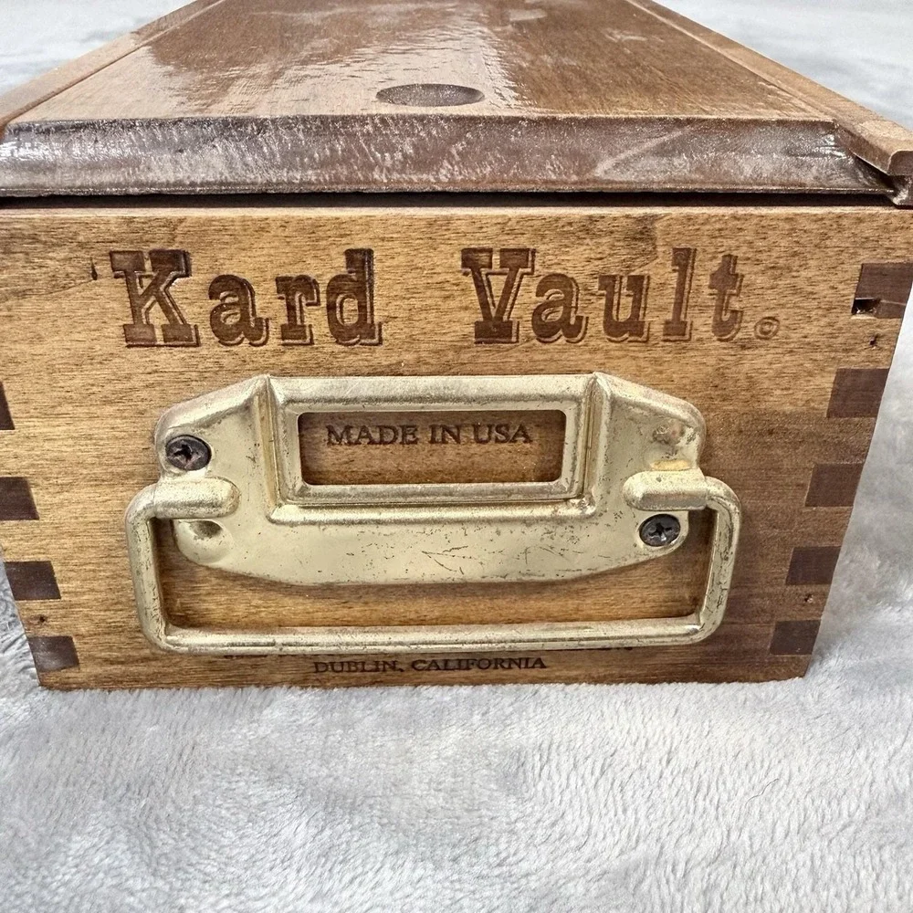 Vintage Kard Vault Wooden Trading Card Box Uncommon Trading Co MTG Pokemon Sport